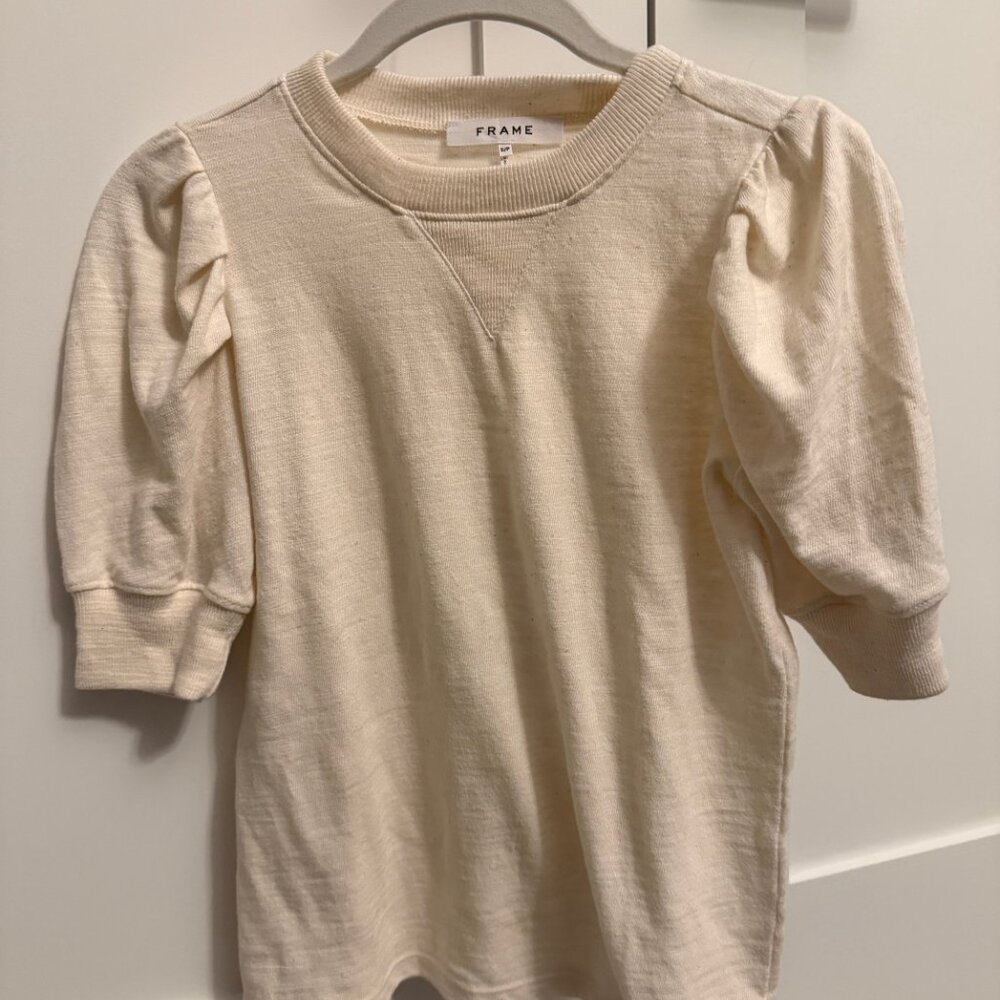 Frame Cream Puff Short Sleeve Top size S Petite